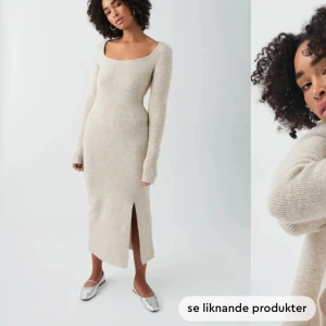 Stickad Klänning GinaTricot - Square neck knit dress Slutsåld online  Modellen bär L och är 178cm lång Helt ny med lapp kvar