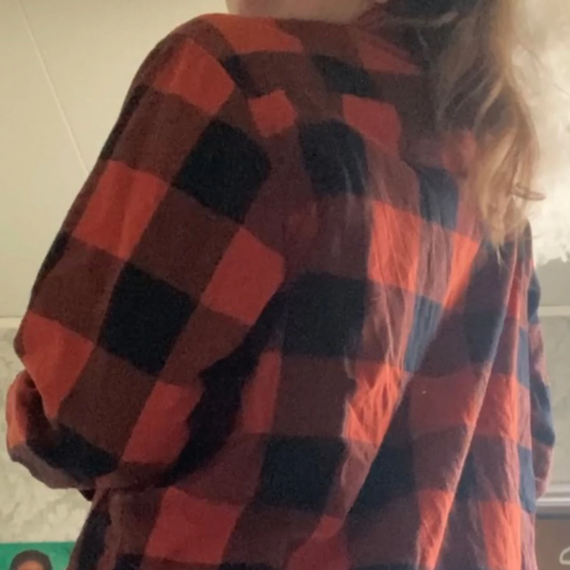 Röd flannel kofta/skjorta - 90