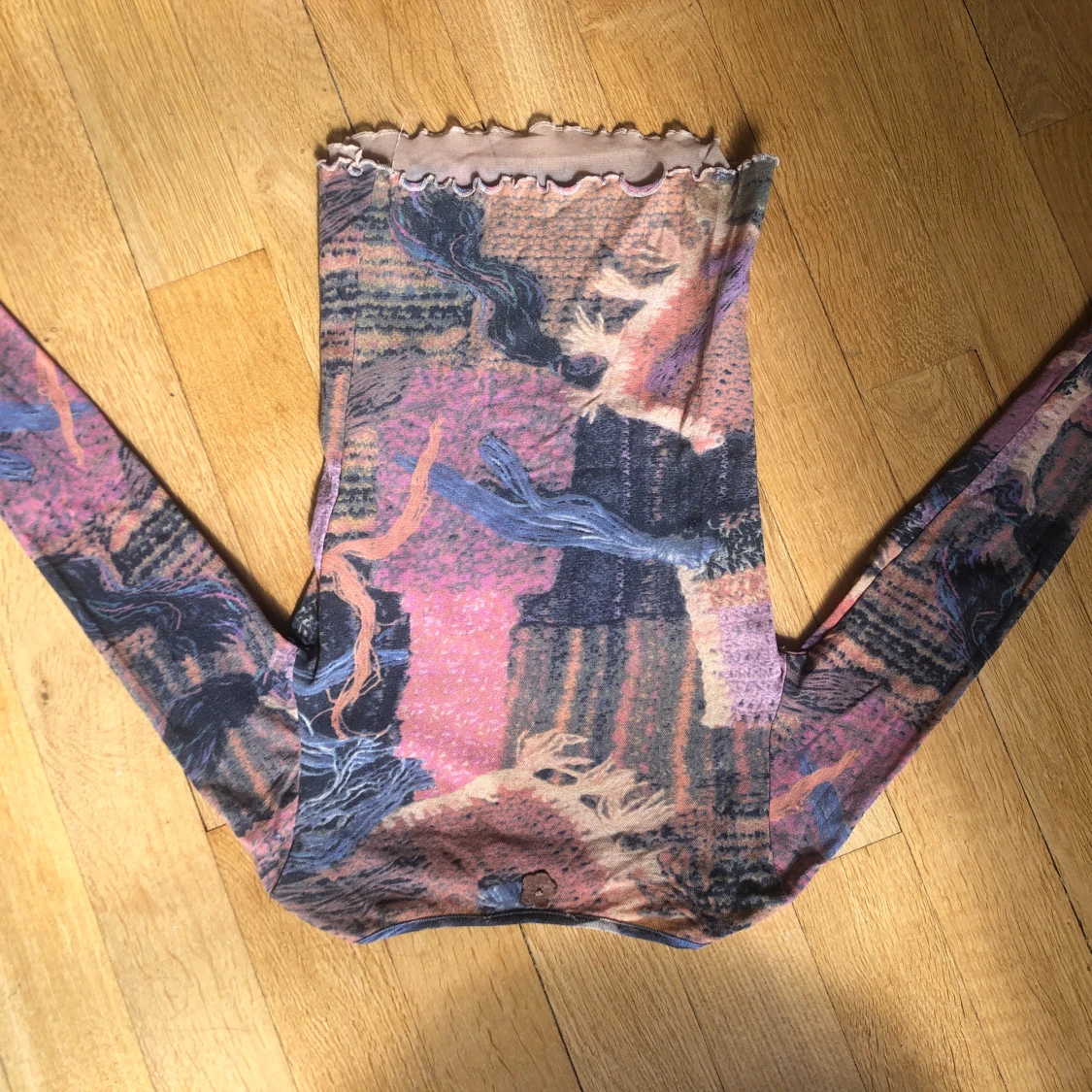 Mönstrad långärmad topp - 91