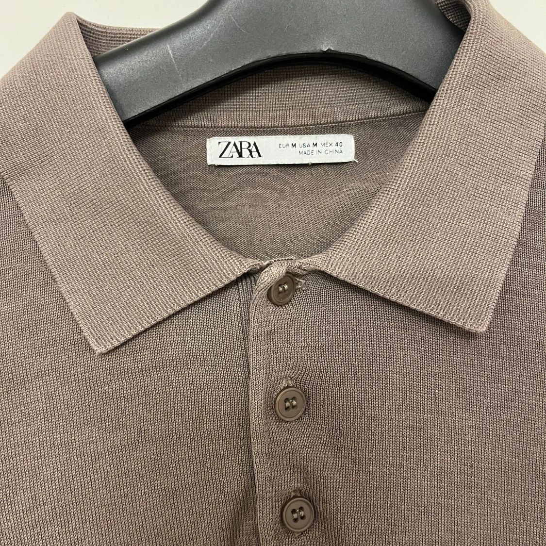 Brun långärmad pikétröja från Zara - 90