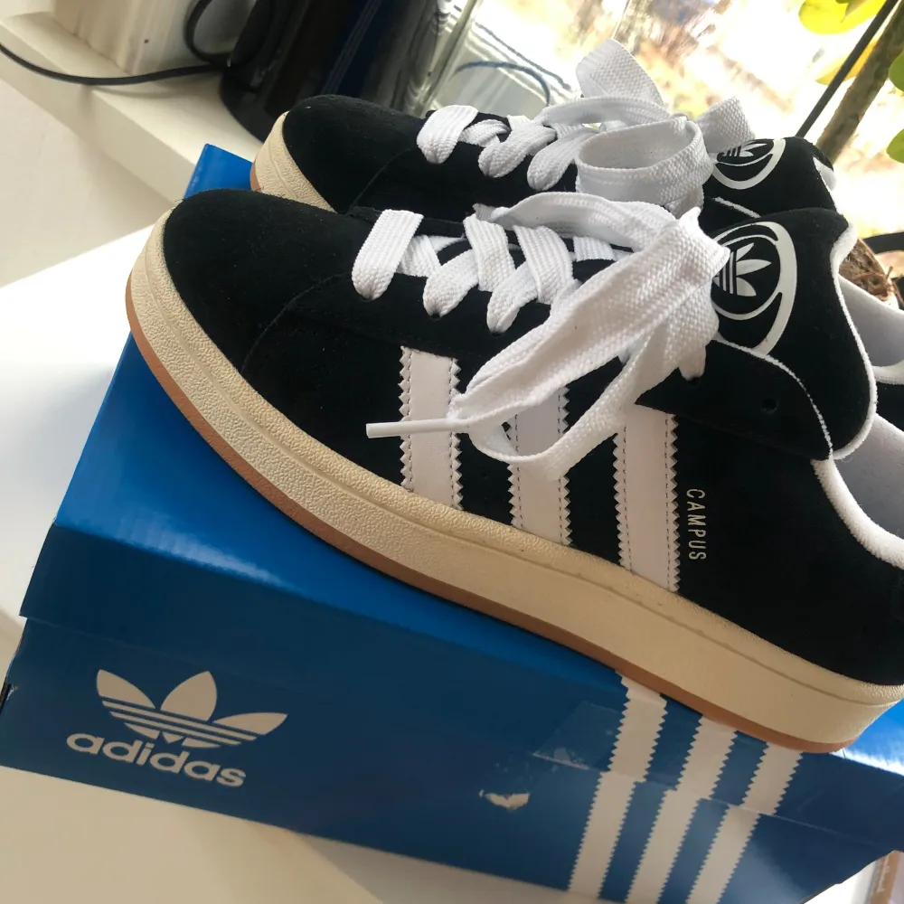 Säljer dessa helt nya adidas campus 00s då dom var för stora💕Storlek 39 1/3💕 Man får med svarta snören också.. Skor.