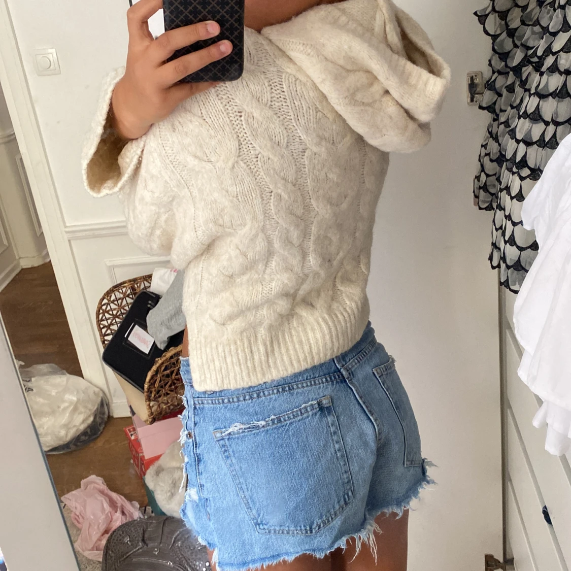 Stickad tröja med luva💕 - 90