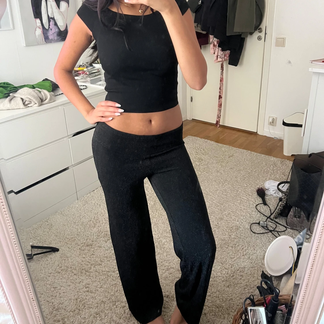 Glittriga low waist folded pants - 91