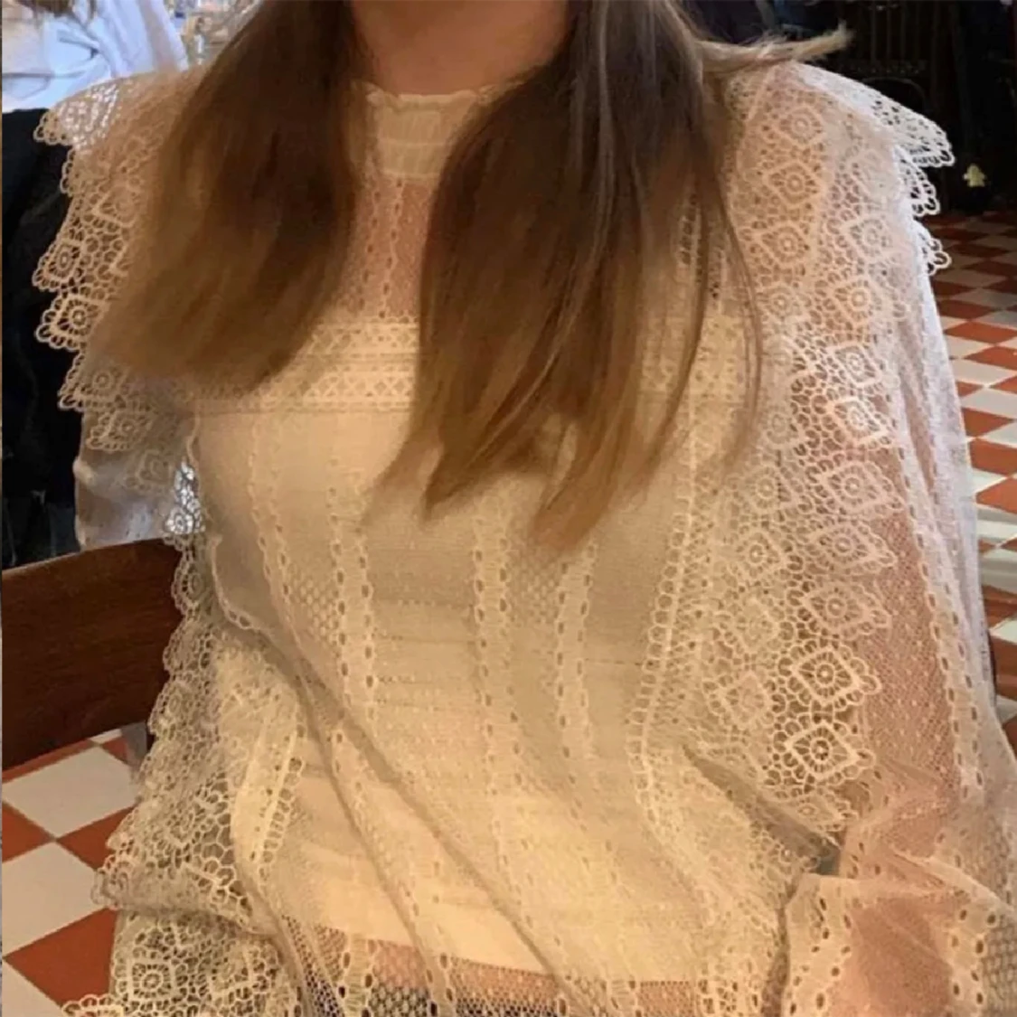 Zara spets genomskinlig blus - 91