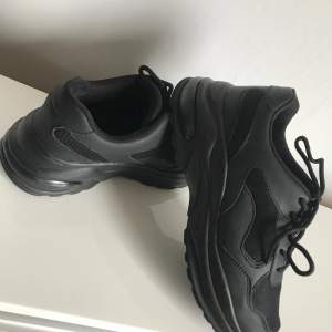 Nästintill nya helt svarta skor i storlek 39. Skicket är 9 av 10 inga defekter eller större tecken på användning. Skorna är som nya, har ej boxen kvar.  