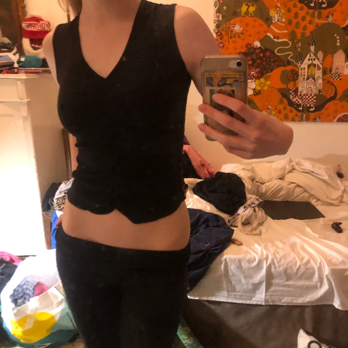 Svart fest topp med spets i ryggen💋 - 91