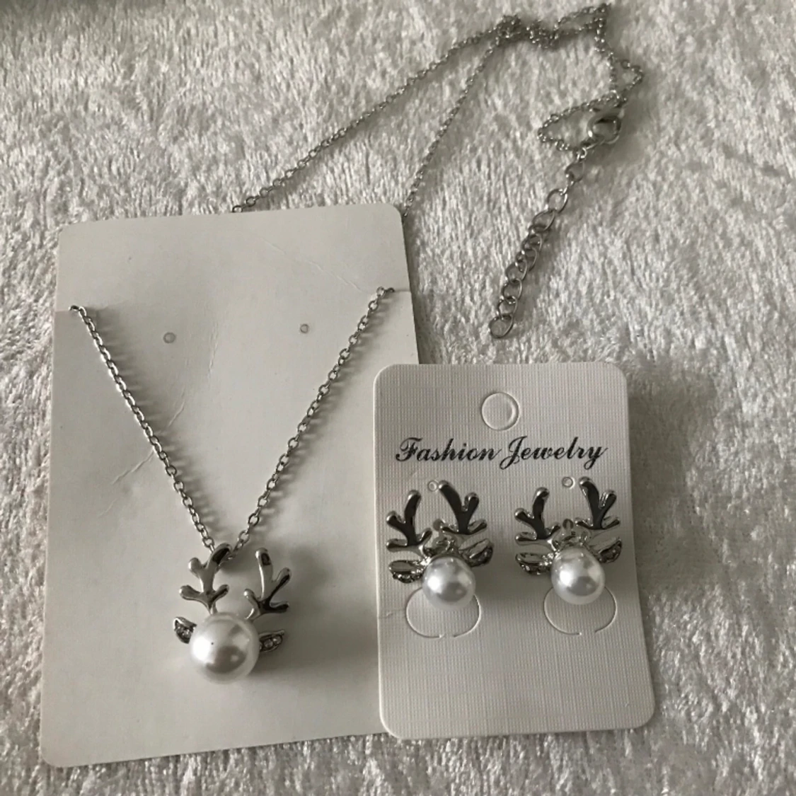 Pärlör / Strass Antler Halsband med Örhängen