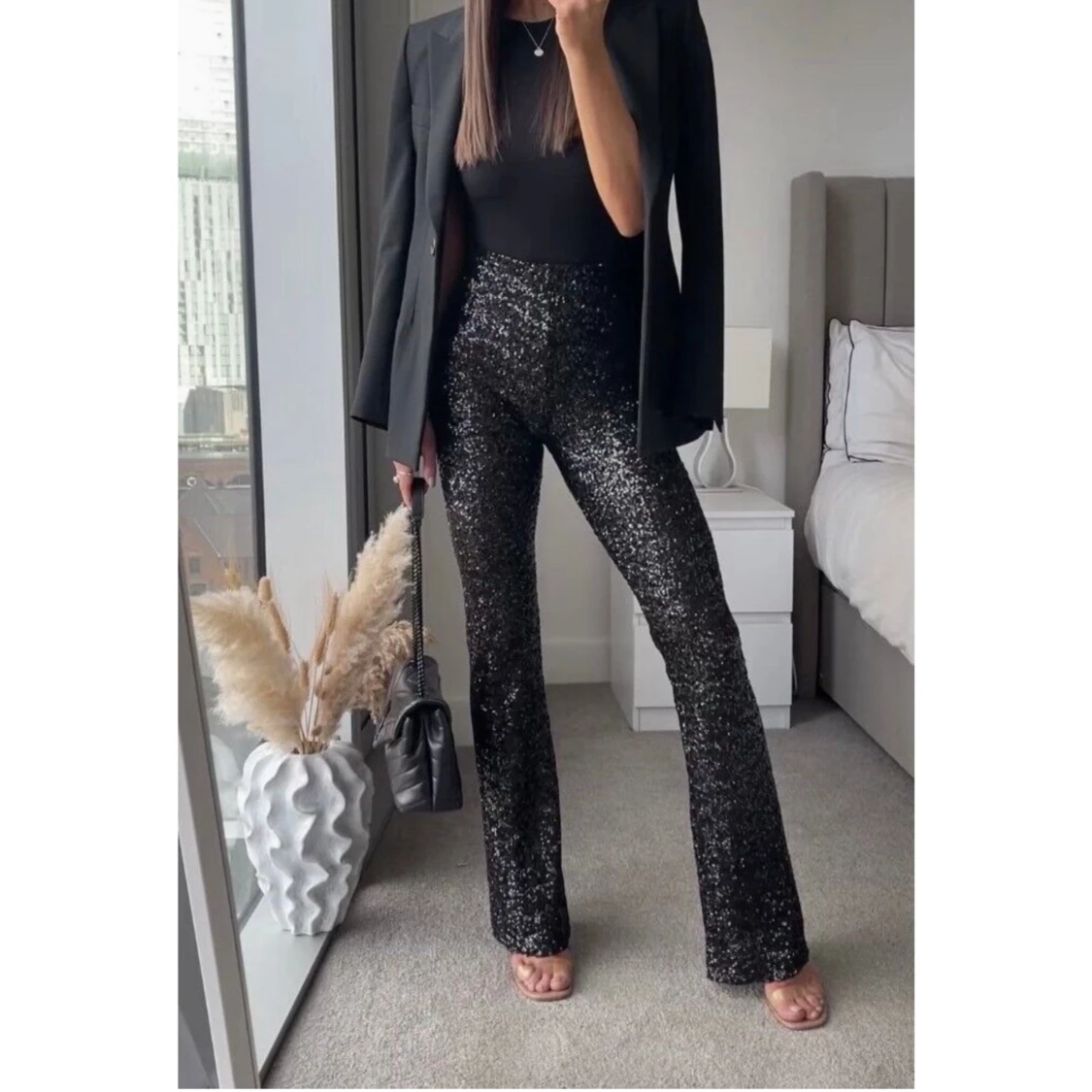 ZARA Sequin Pants / Paljettbyxor Leggings