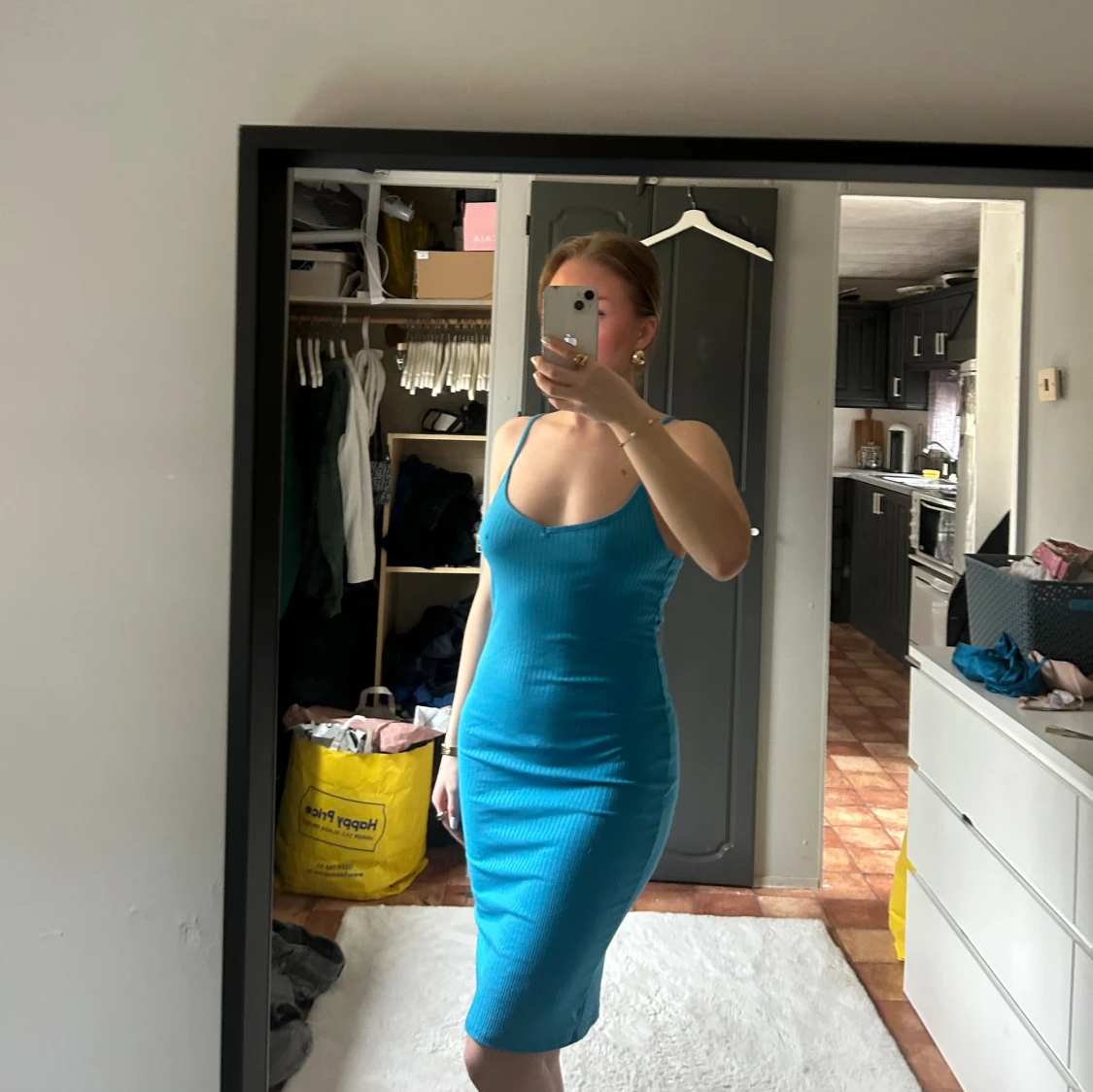 Blå ribbad klänning från nakd - 90