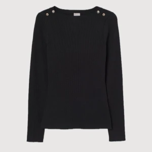 Ribbad tröja - H&M - Svart ribbad tröja från h&m i fint skick med guldfärgad knappar som detalj. Strl XS 💓