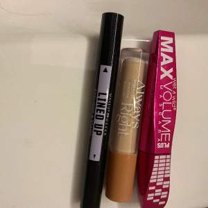 PAKETPRIS ALLT FÖR 20 kr Alla helt oanvända Stamp eyeliner och always right concealer makeup mekka, max volume mascara wet n wild