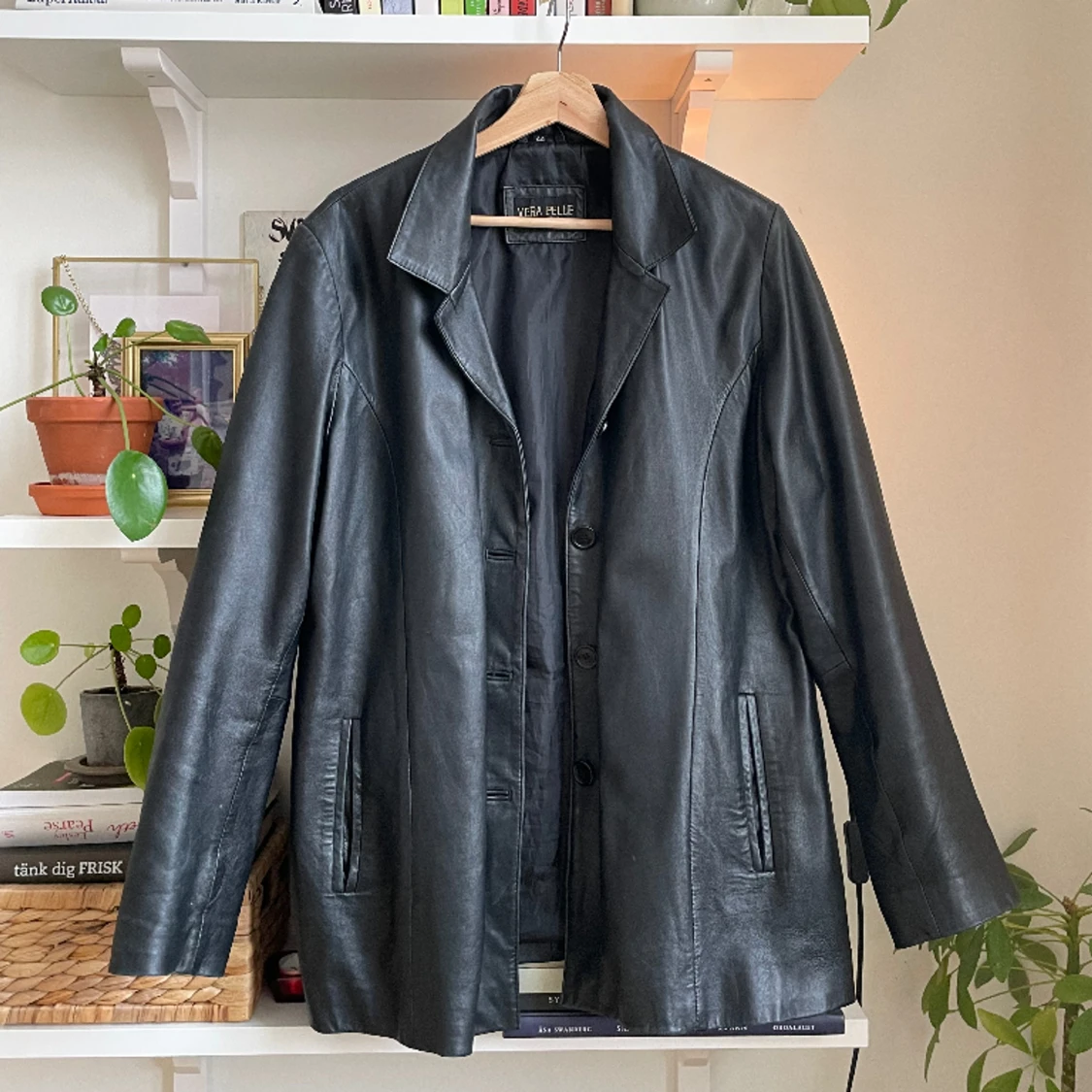 Svart läder kavaj/jacka