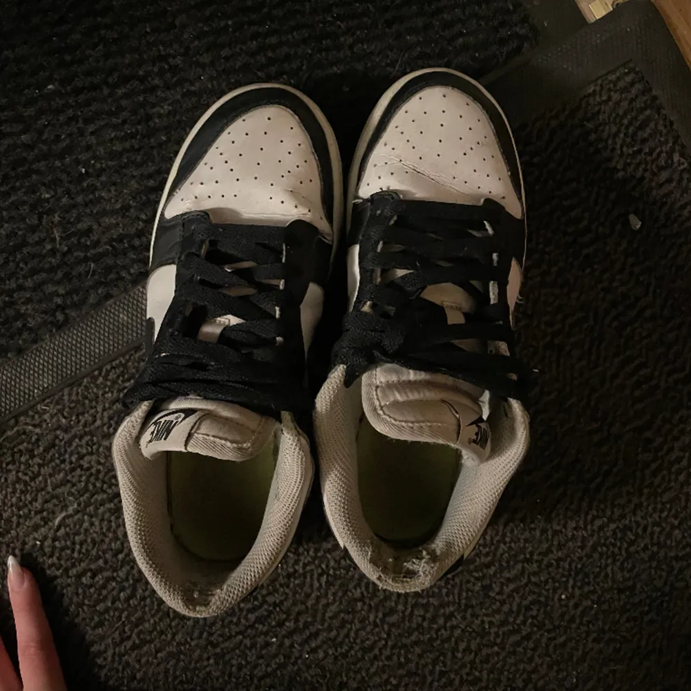 Hej säljer mina panda dunks som jag köpte för 1.5 år sen oxh har inte riktigt tagit han dom dom så dom har slitit sig vid hälen men de är inget som känns och syns inte när man har på sig byxor osv. Jag köpte de för 2000 hypeboost och säljer för 500. Kengät.