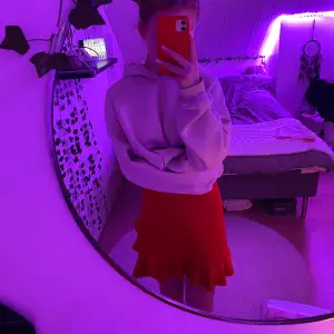 Söt röd kjol som sitter bra, säljer pågrund av att det inte är min stil längre, finns en liten fläck på ena sidan 💕