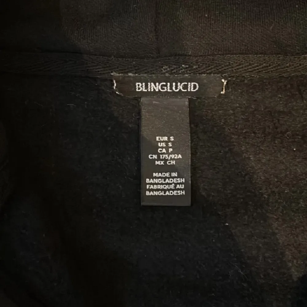 En riktigt fet Rhinestone zip från Blinglucid, tröjan är i nyskick och i St S.  Modellen på bilden är 185cm . Hoodies.