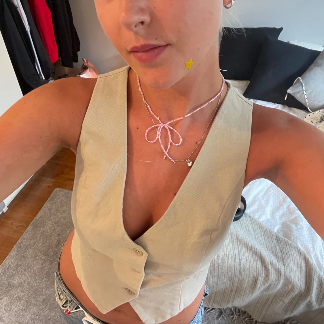 Beige väst/topp - 90