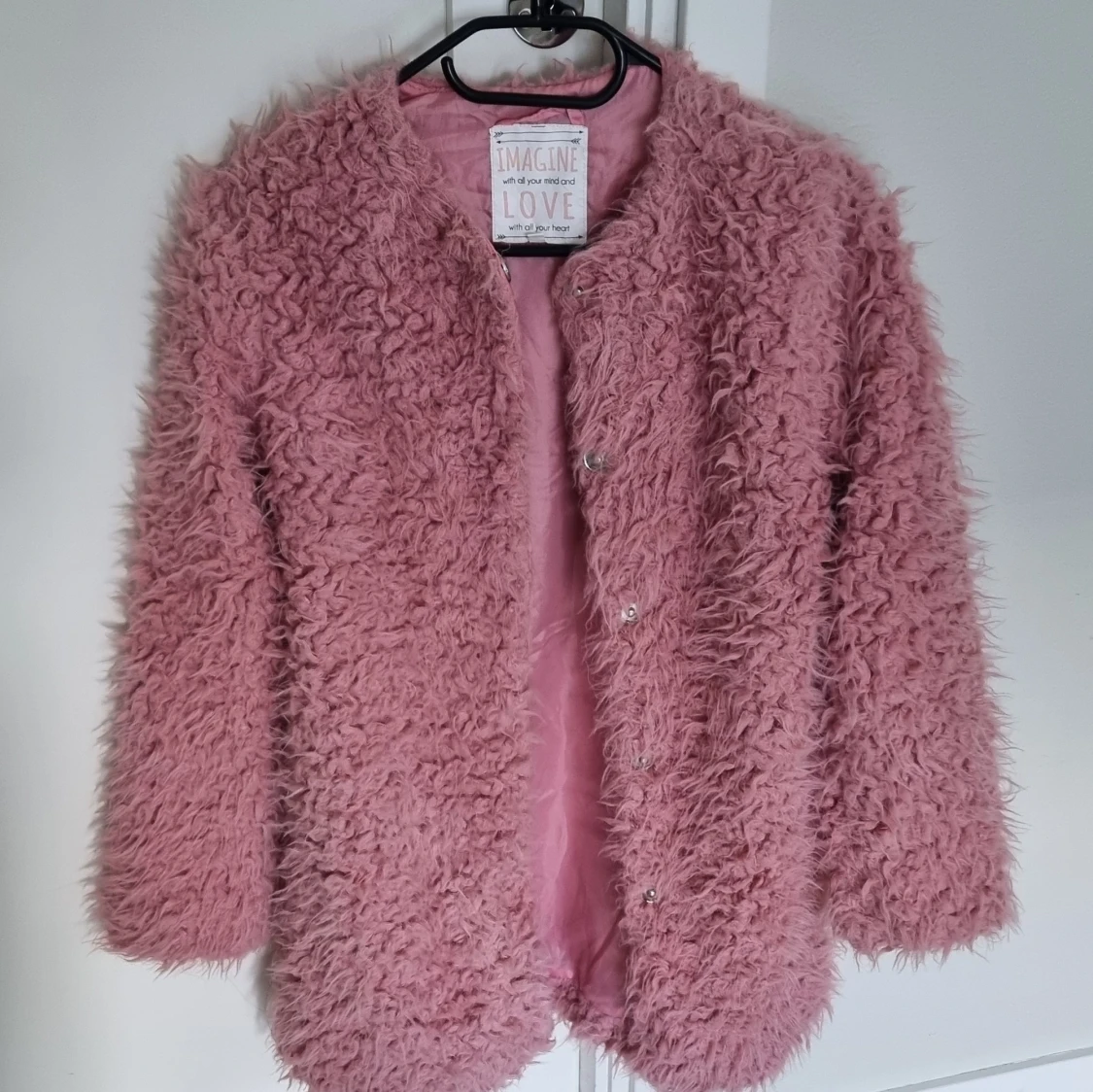 Rosa mjuk fluffig teddy jacka