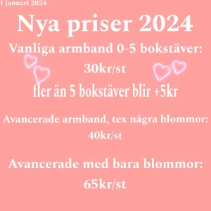 Nya priser🫶🏼 - Nu är det nytt år så här är prislistan🫶🏼 frakten kostar nu 18 kr upp till 50gram🩷 (fraktens höjning är postnord)