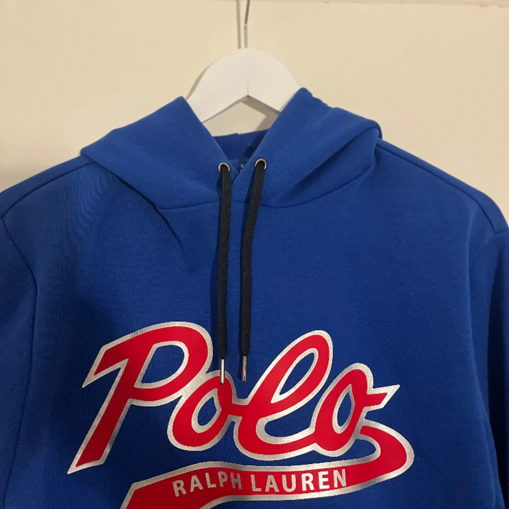En ljus blå Ralph Lauren hoodie med en schysst logotyp! Cond 8/10 Färg ljus blå  Strlk S  Kan gå ner i pris vid snabb affär!. Hoodies.