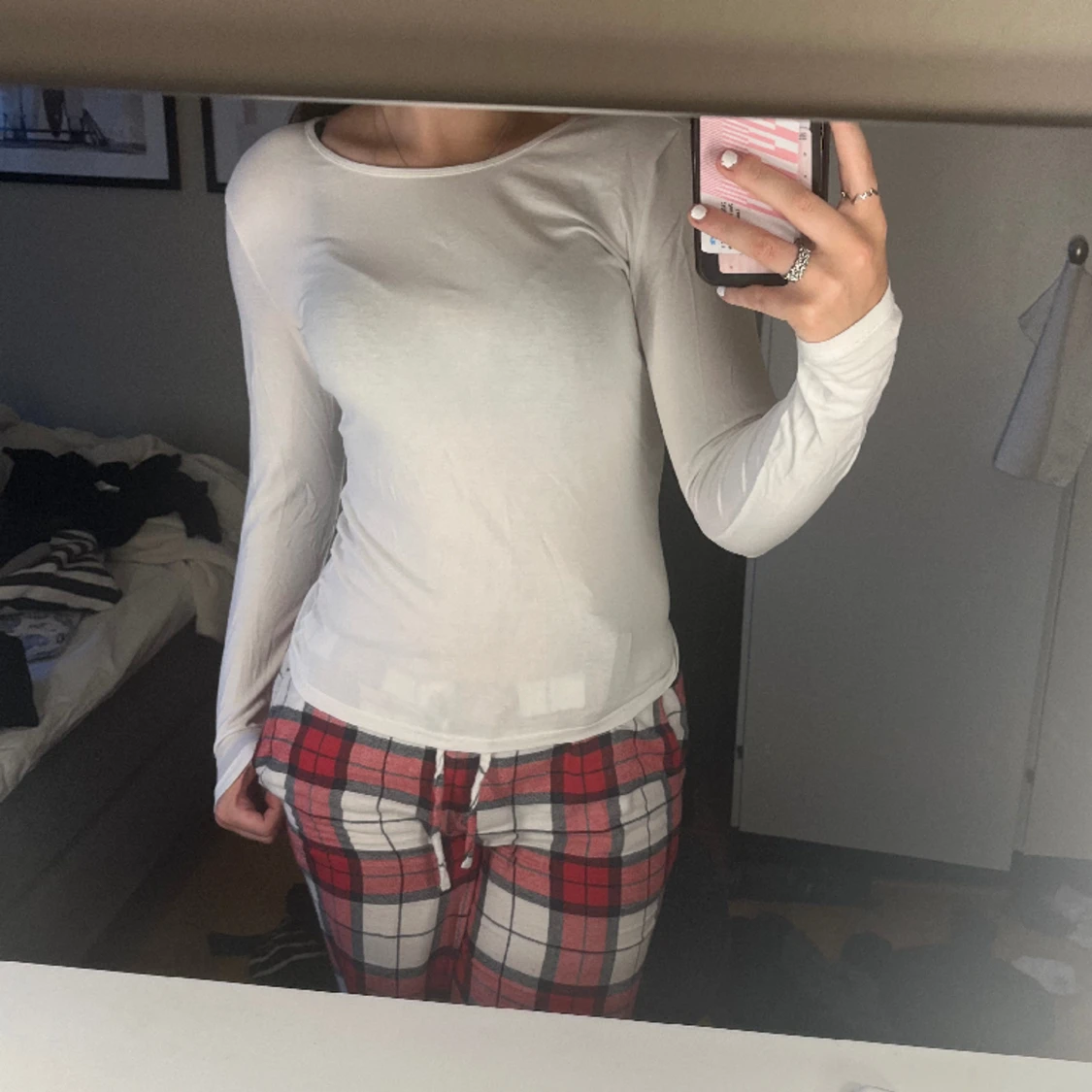 Vit långärmad  - 90