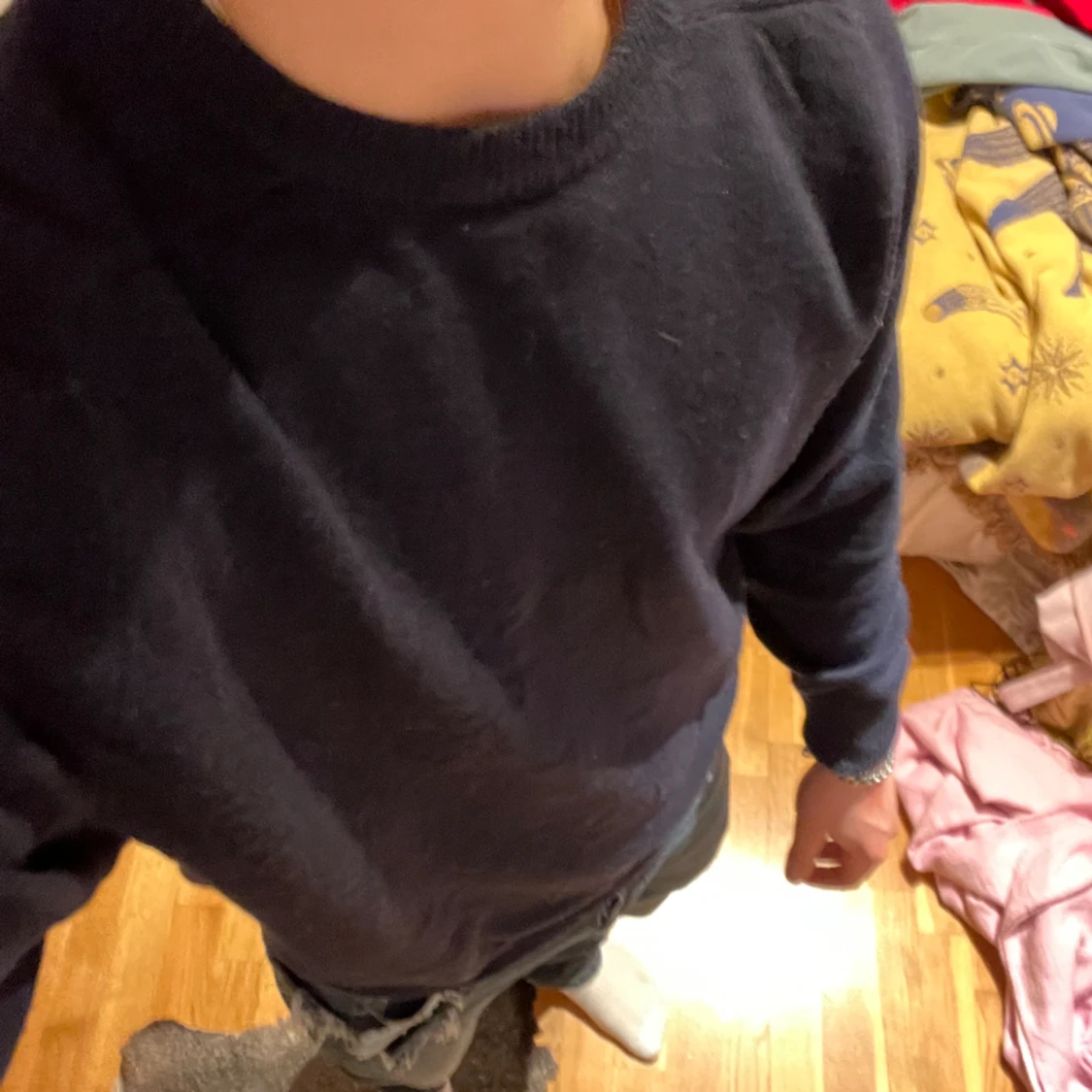 Navy stickad crewneck - 90