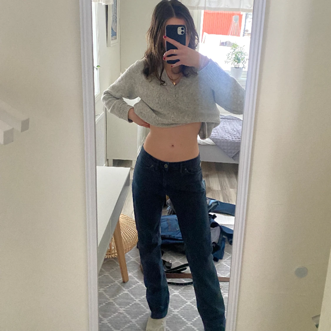 Jättefina gant jeans i en cool blå färg  - 91