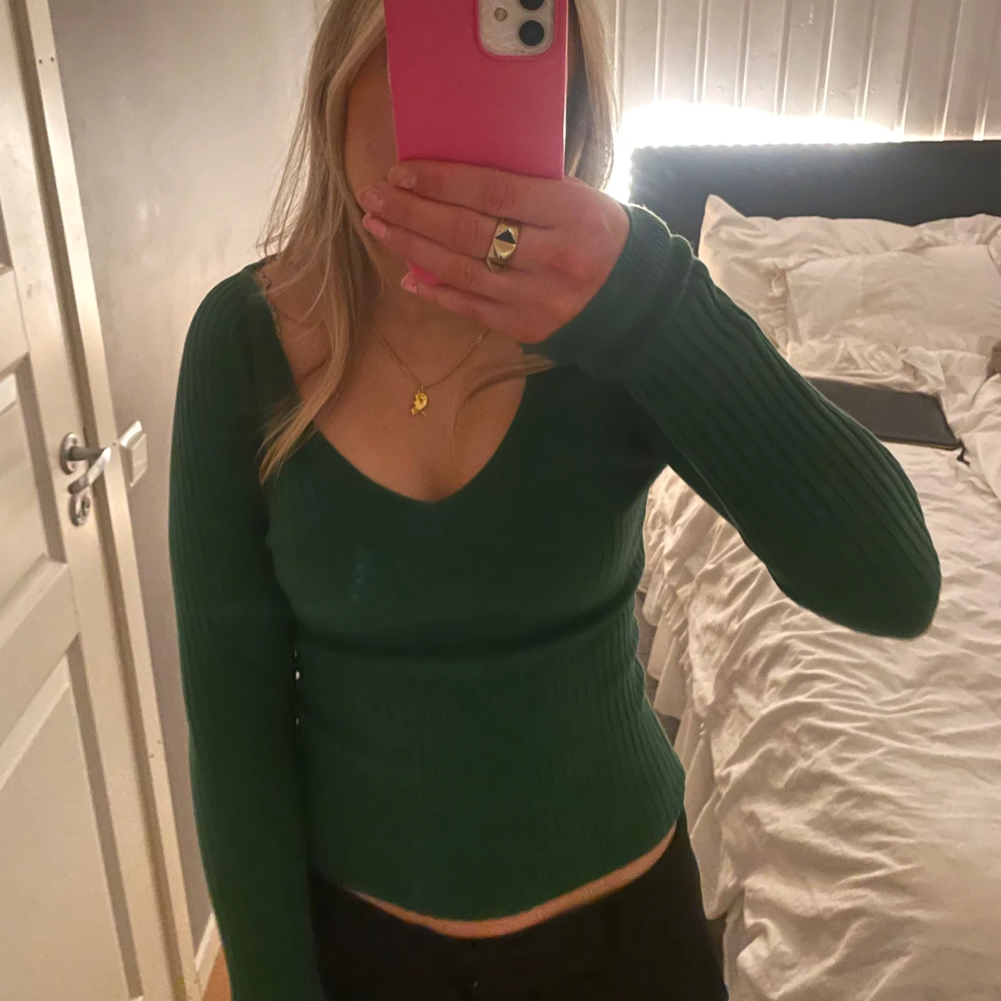 Grön ribbad tröja
