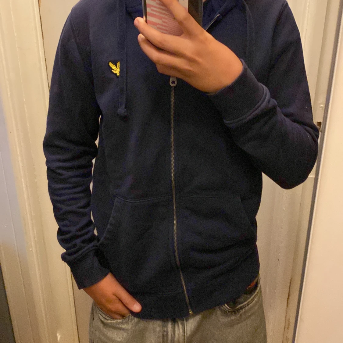 Mörkblå lyle&scott zip tröja - 90