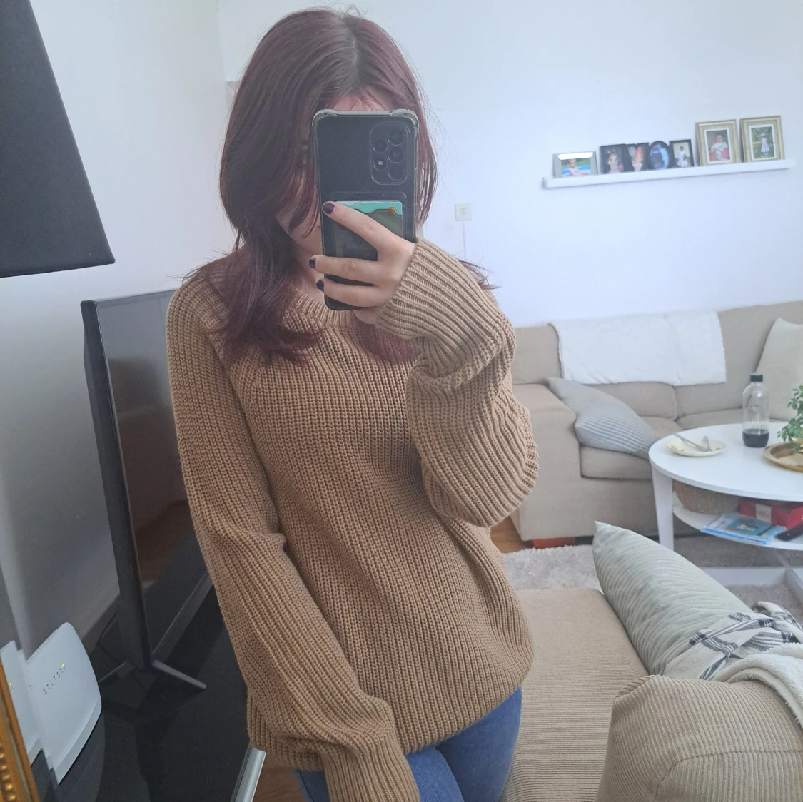 Beige stickad tröja - 90