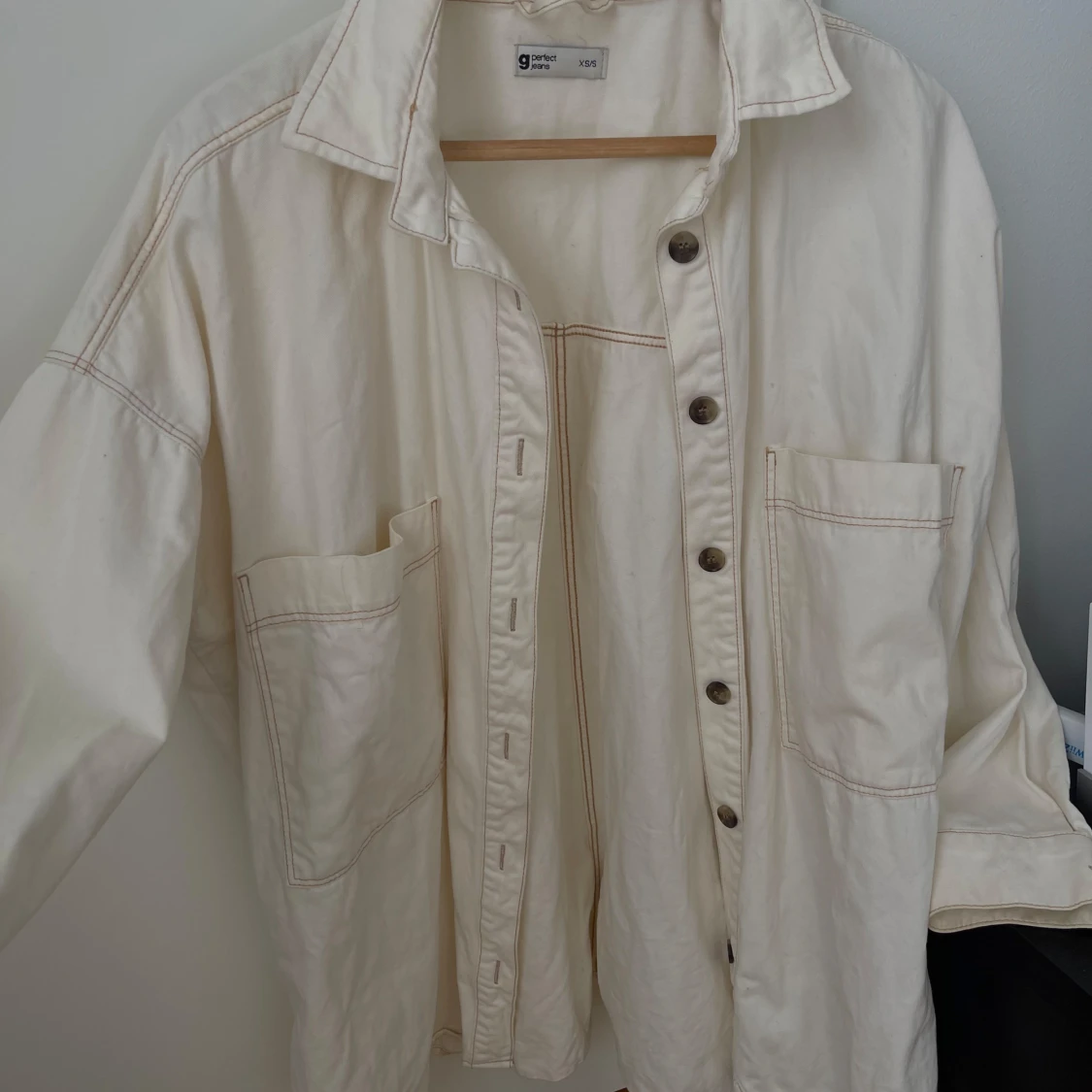 Oversized Vit jeansjacka, Gina, XS/S