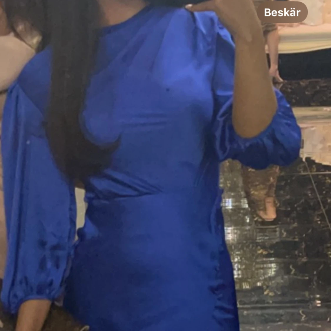 Blå vadlång klänning  - 91