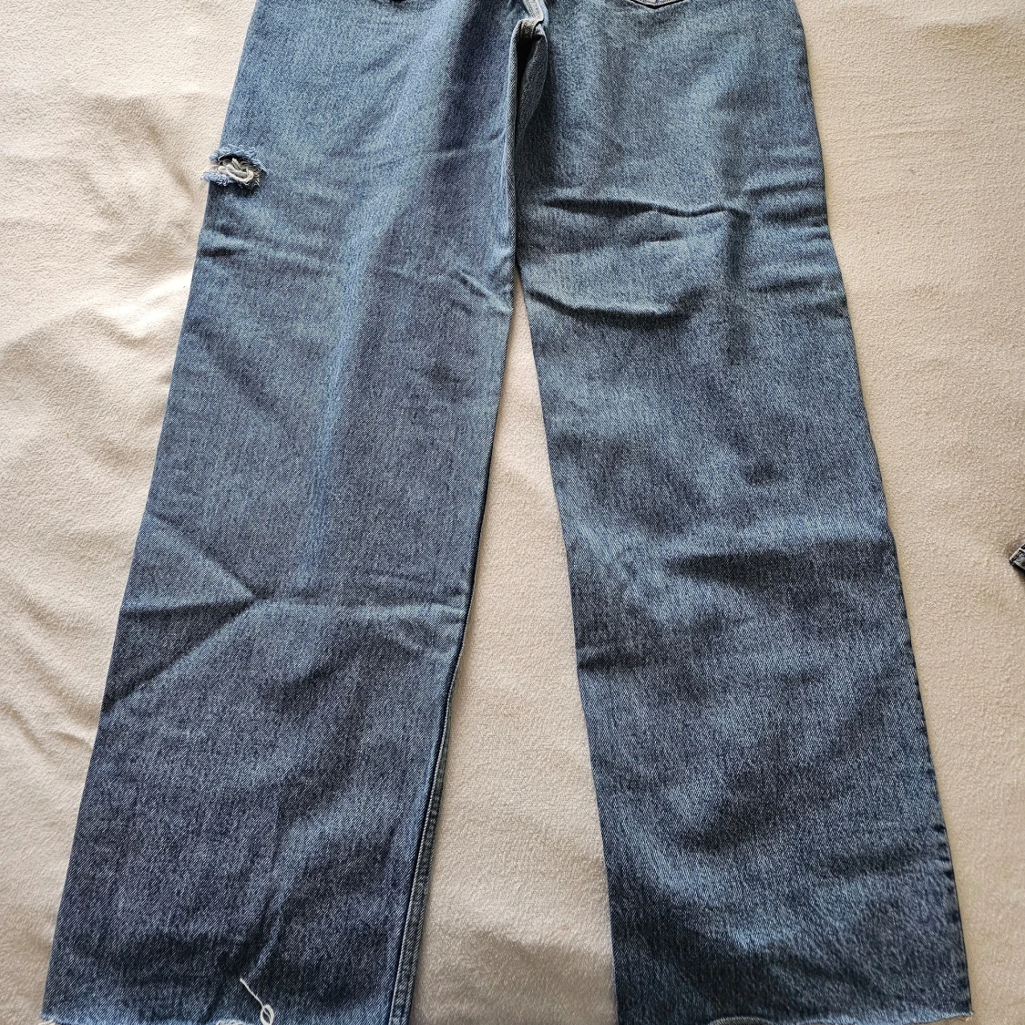 PULL & BEAR  BLUE DOUBLE-WAISTED WIDE LEG JEANS - 90