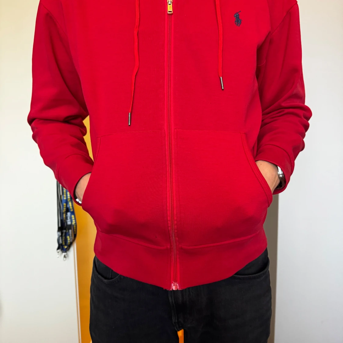 Röd raulph lauren hoodie - 92