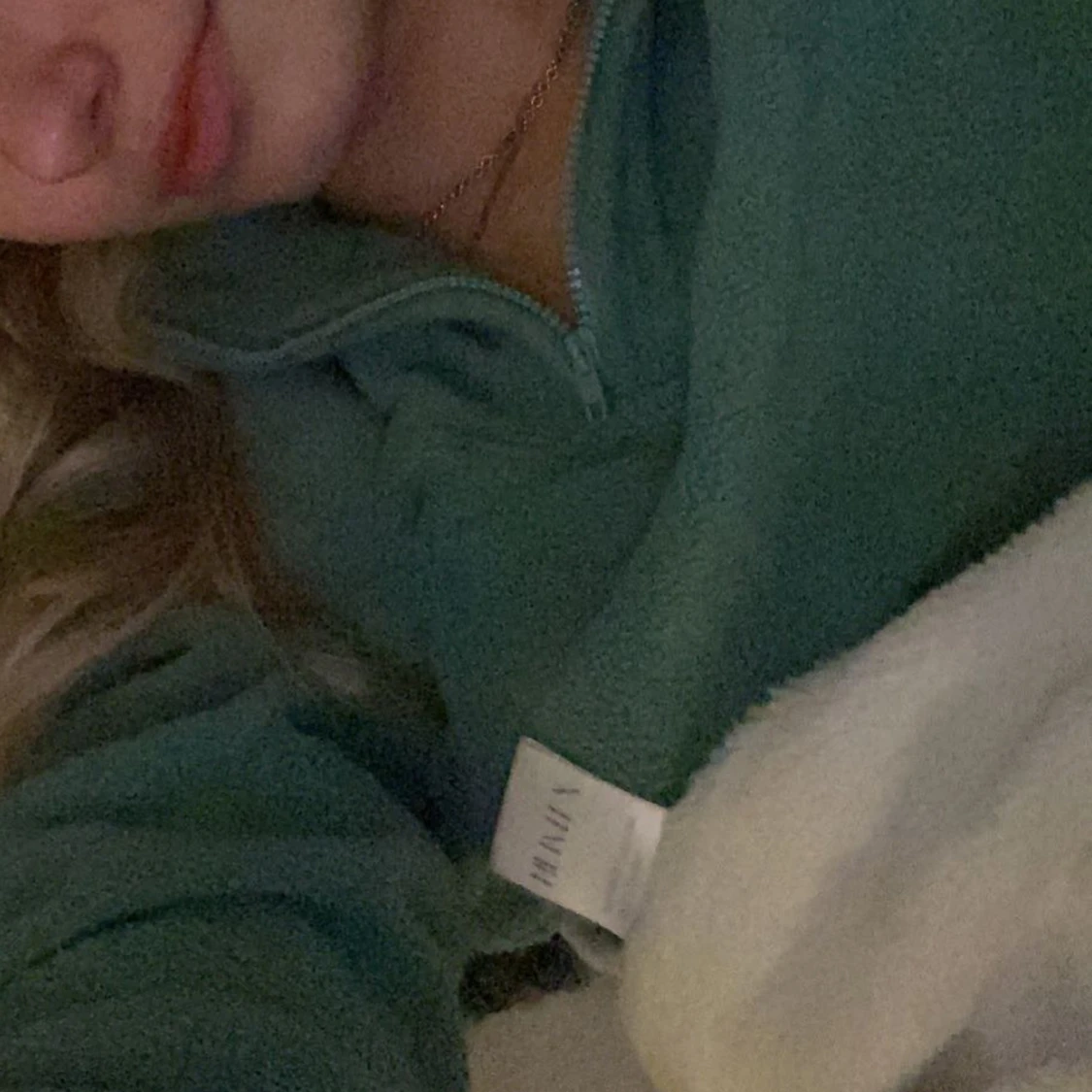 Grön fleece hoodie - 1