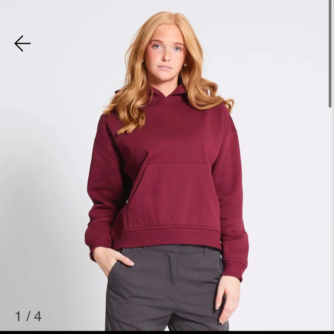 Vinröd basic hoodie storlek xs/s - 1