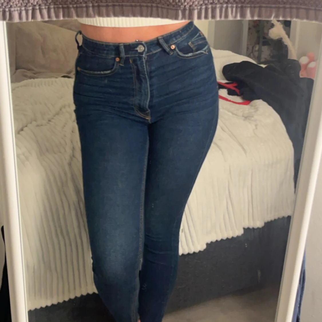 Mörkblå högmidjade jeans - 91