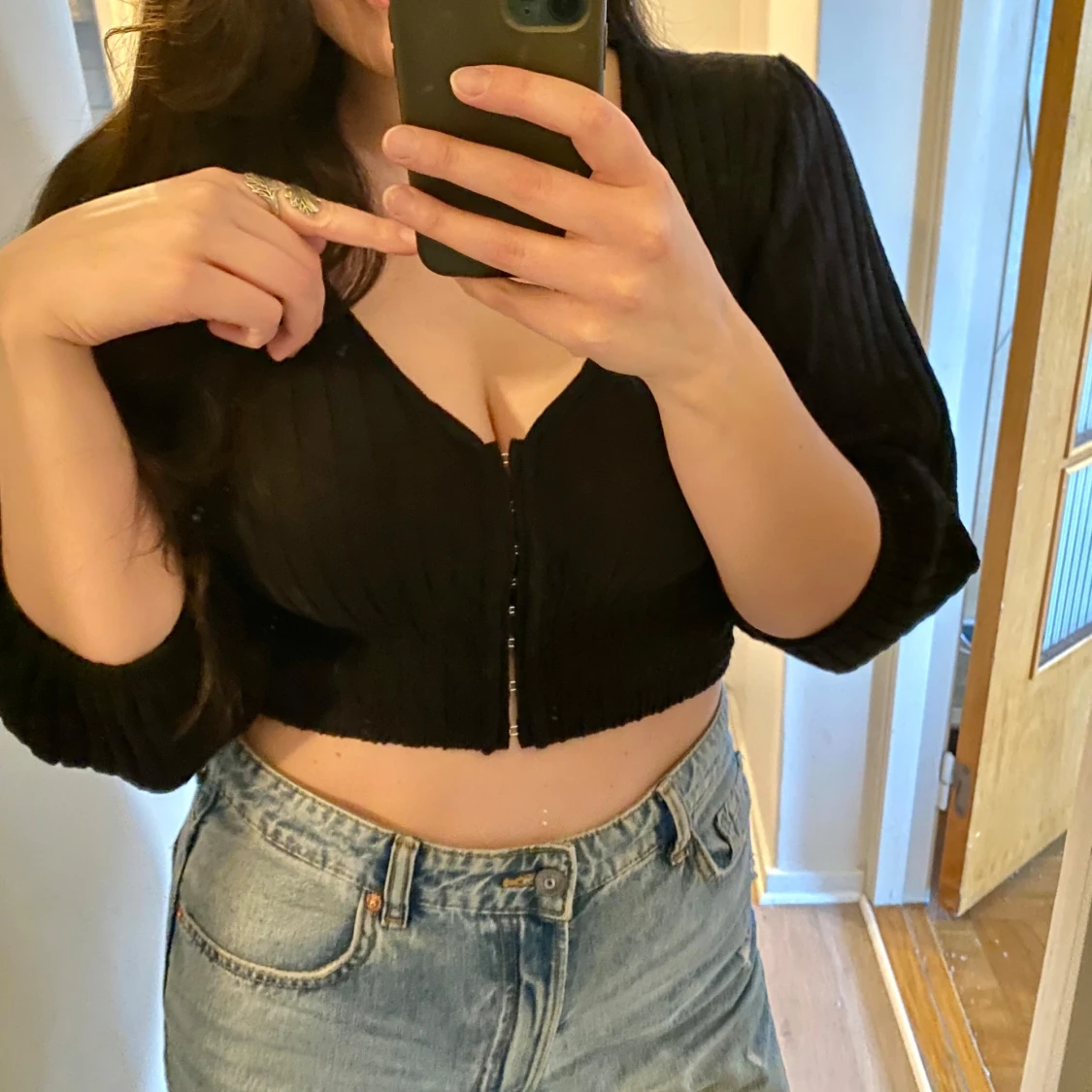 Svart ribbad topp - 91