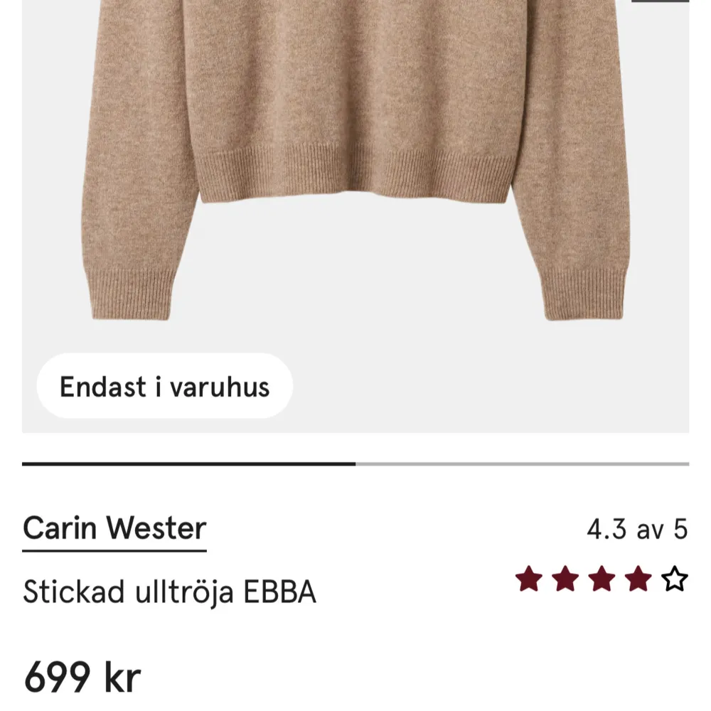 Säljer min brun/beige stickade tröja från Carin Wester. Bra skick och använd några gånger. Köpt för 699💕. Tröjor & Koftor.