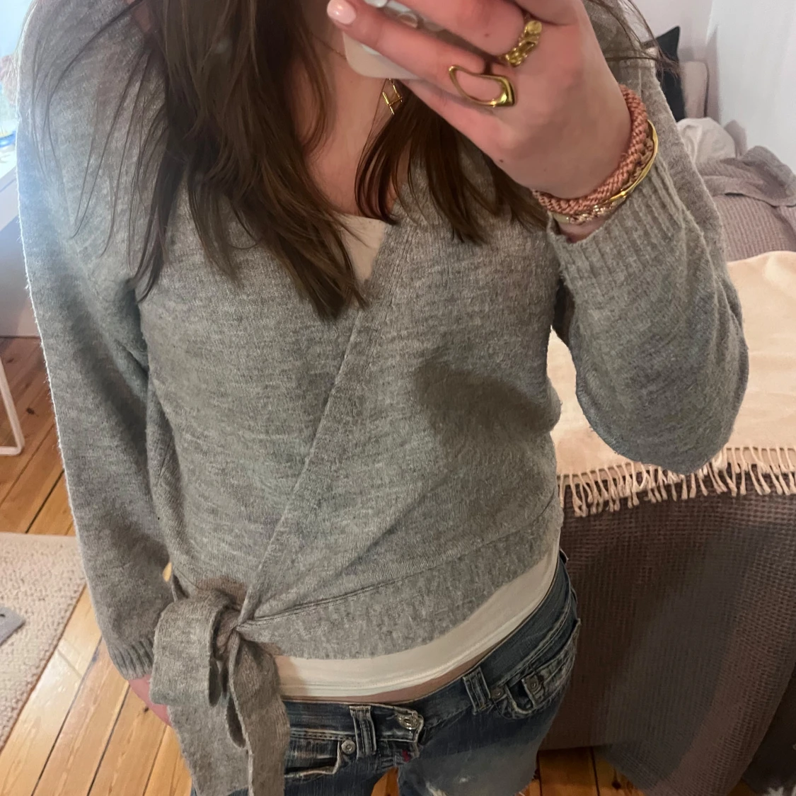 Grå omlottkofta - 90