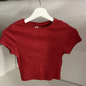 Röd ribbad topp från FSBN Sister - Snygg röd ribbad topp från FSBN Sister i storlek XS. Toppen har en enkel design med korta ärmar och rund halsringning. Perfekt för en avslappnad stil.