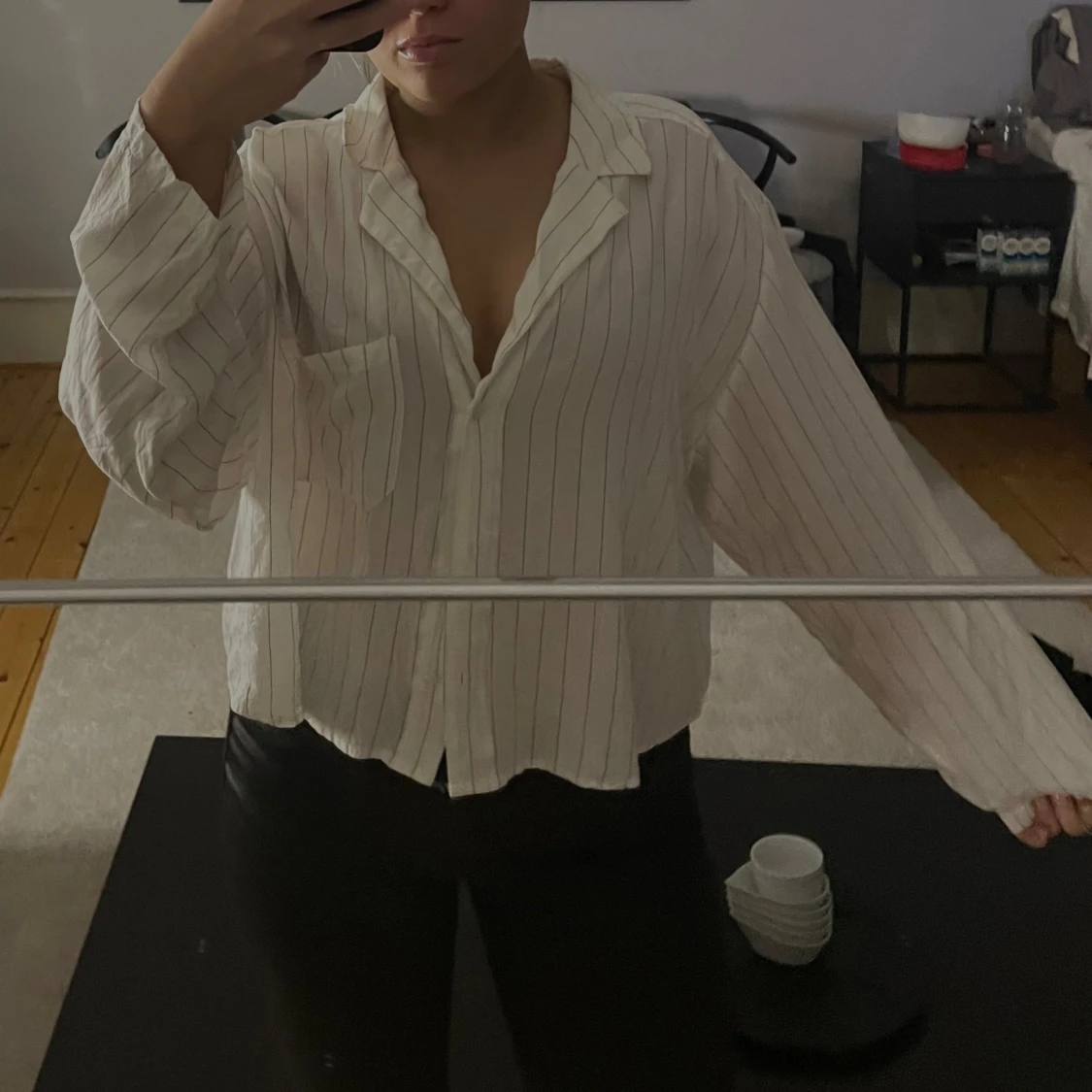 Vit och svart randig skjorta - 91