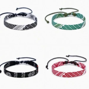 Armband Keffiyeh Palestina - 4-pack armband i textil. Helt nya. Reglerbar storlek.