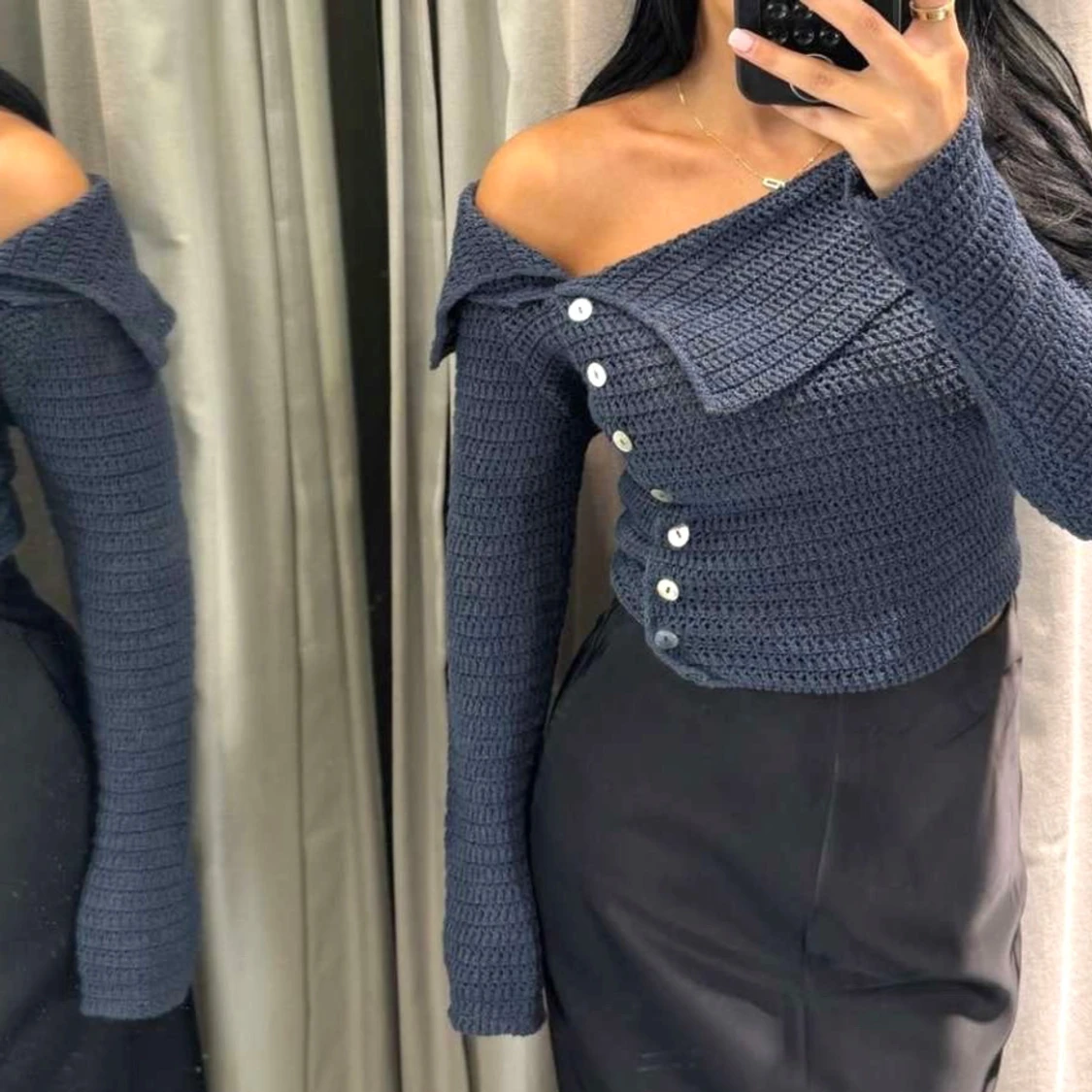 Mörkblå stickad topp från Zara - 2