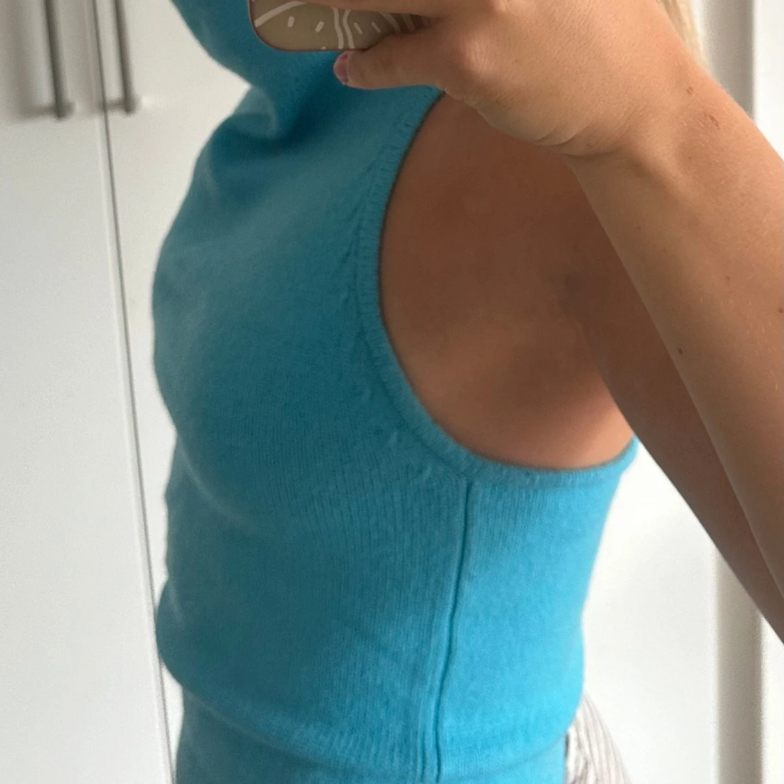 Stickad blå topp  - 90