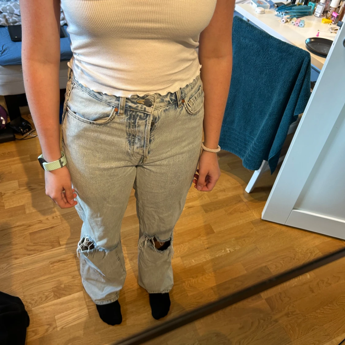 Ripped ljusblå jeans🤗