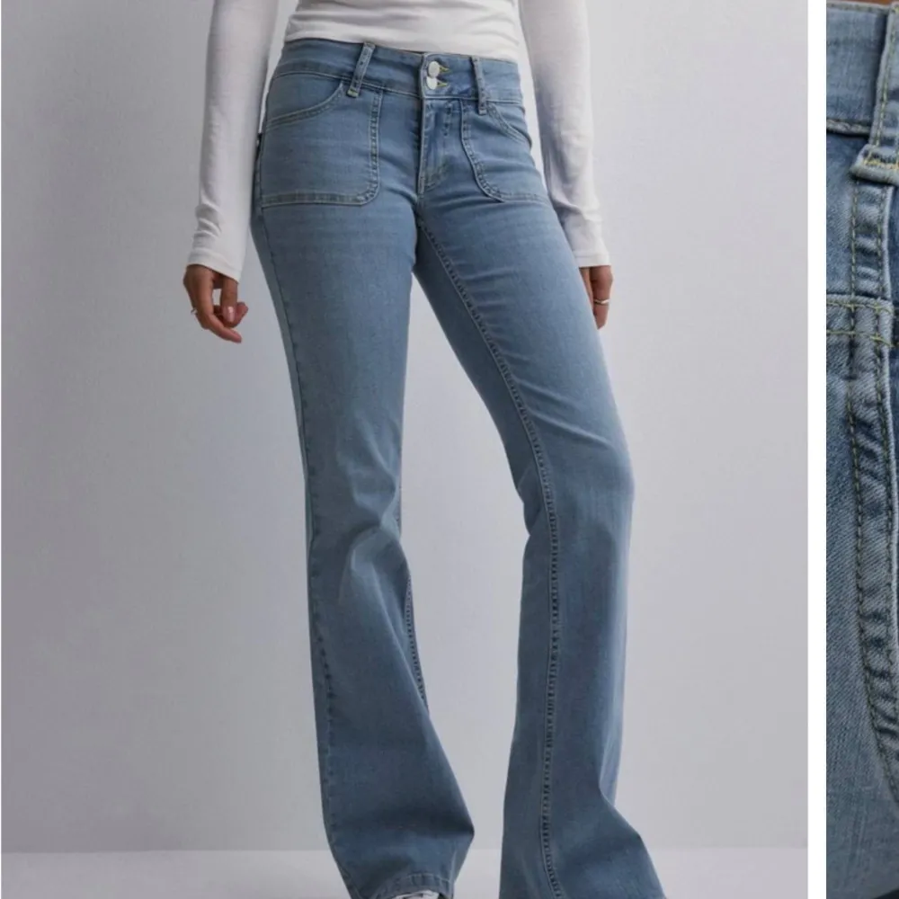 Blå jeans från Nelly som är i bra skick. Säljer pga att jag köpt ett par liknade. Jeans & Byxor.