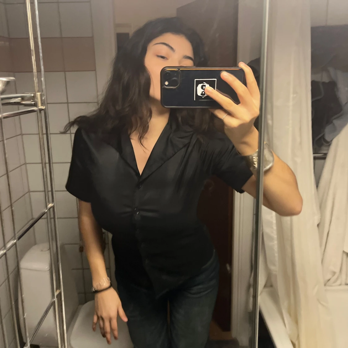 Svart kortärmad blus - 90