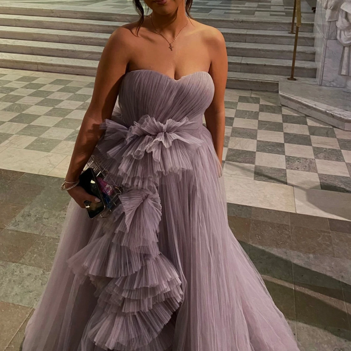 Ljuslila axelbandslös balklänning - 91
