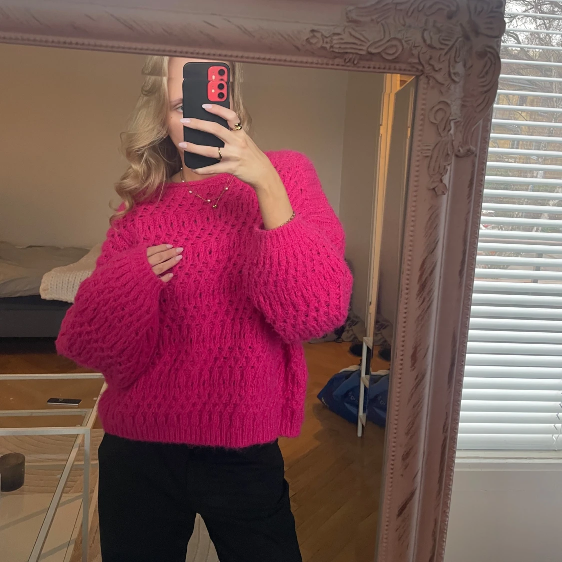 Rosa stickad tröja  - 91