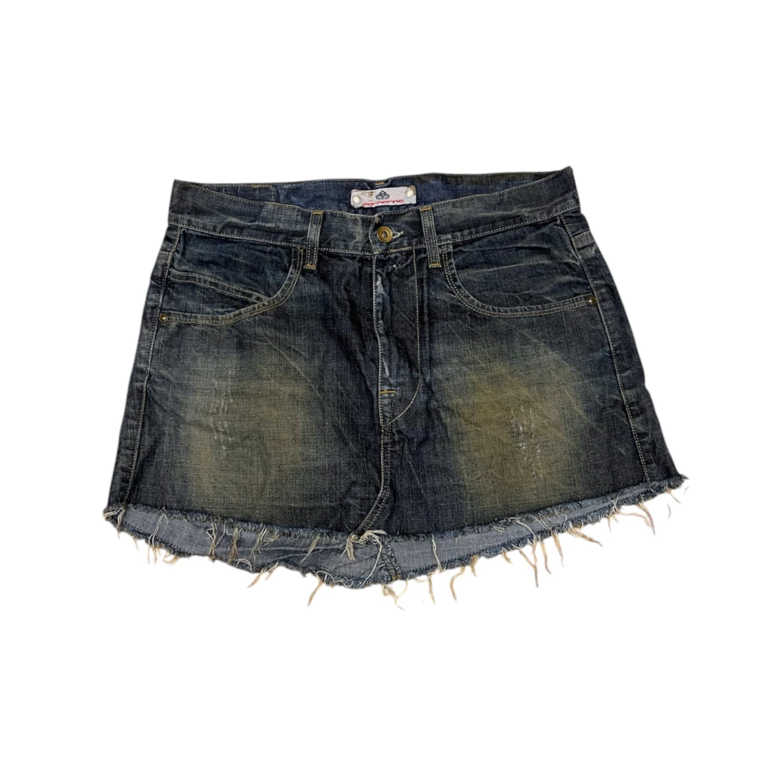 Jeanskjol med fransig kant